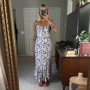 Commense Floral Blue and White Maxi Dress